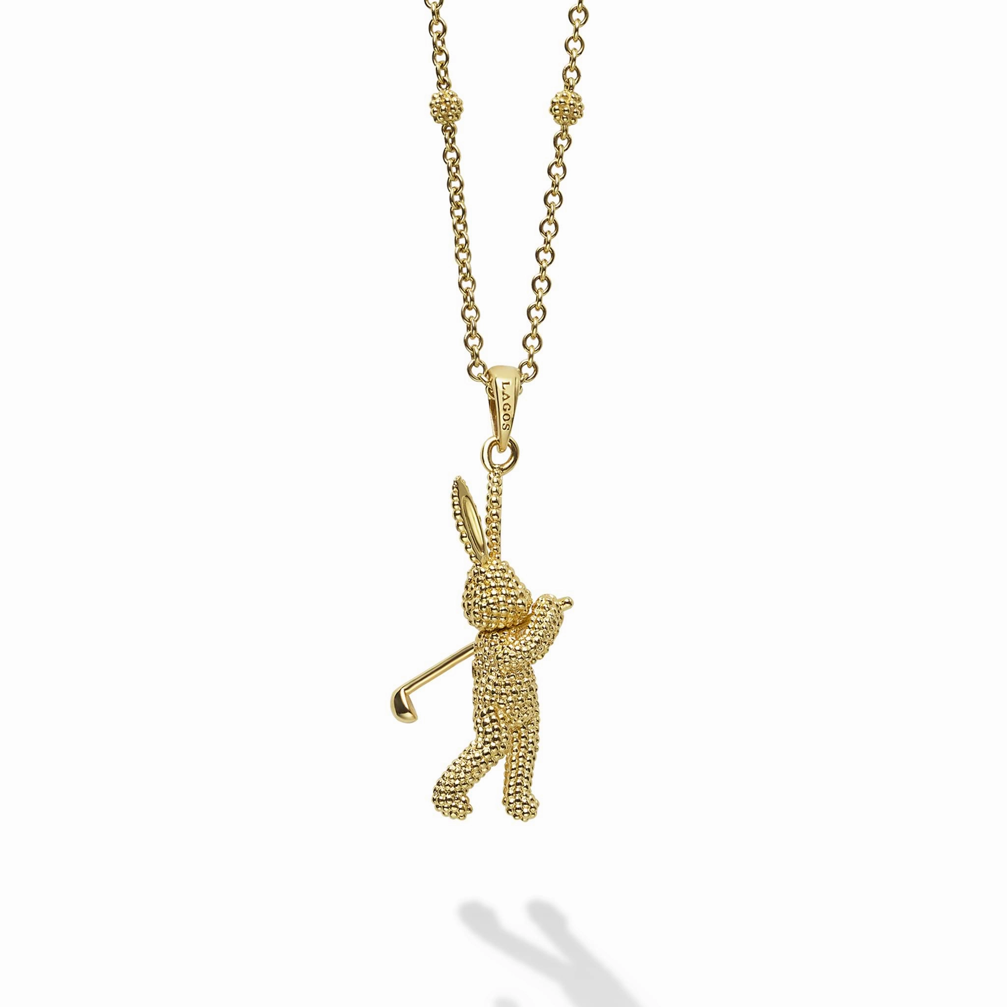 Rare Wonders 18K Gold Golf Karat Pendant Necklace