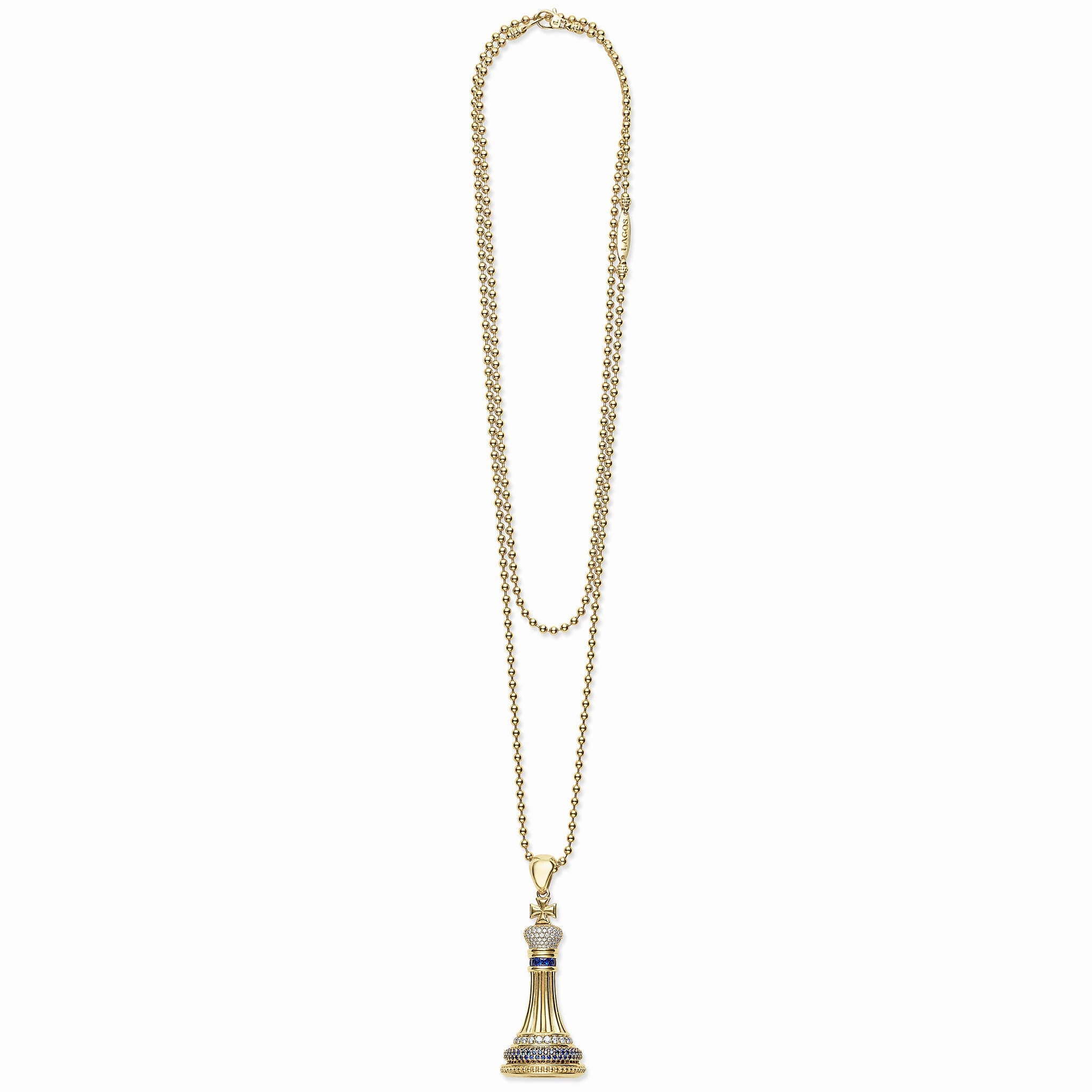 Rare Wonders Blue Sapphire and Diamond King Pendant Necklace