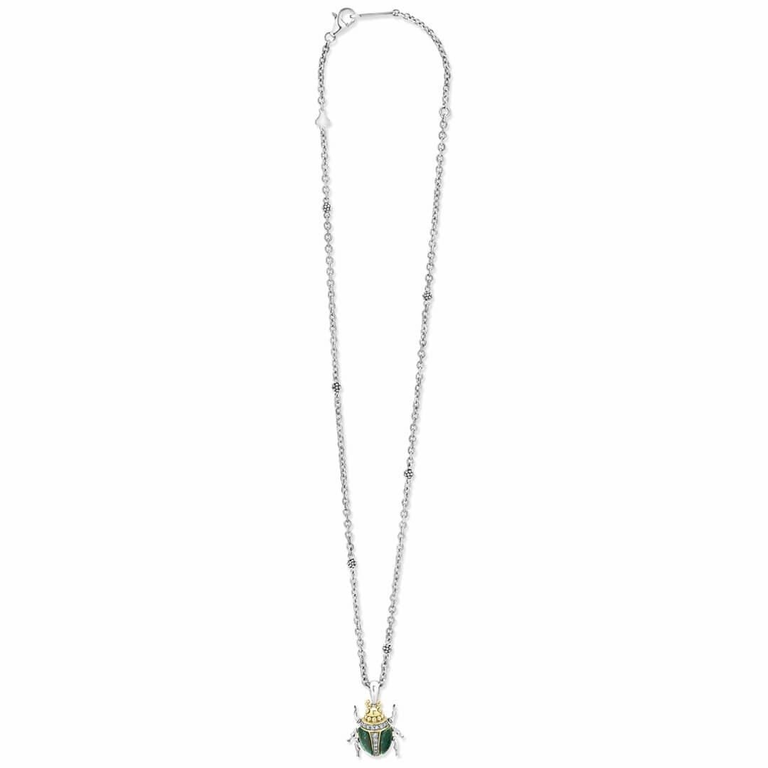 Rare Wonders Jade Beetle Diamond Pendant Necklace