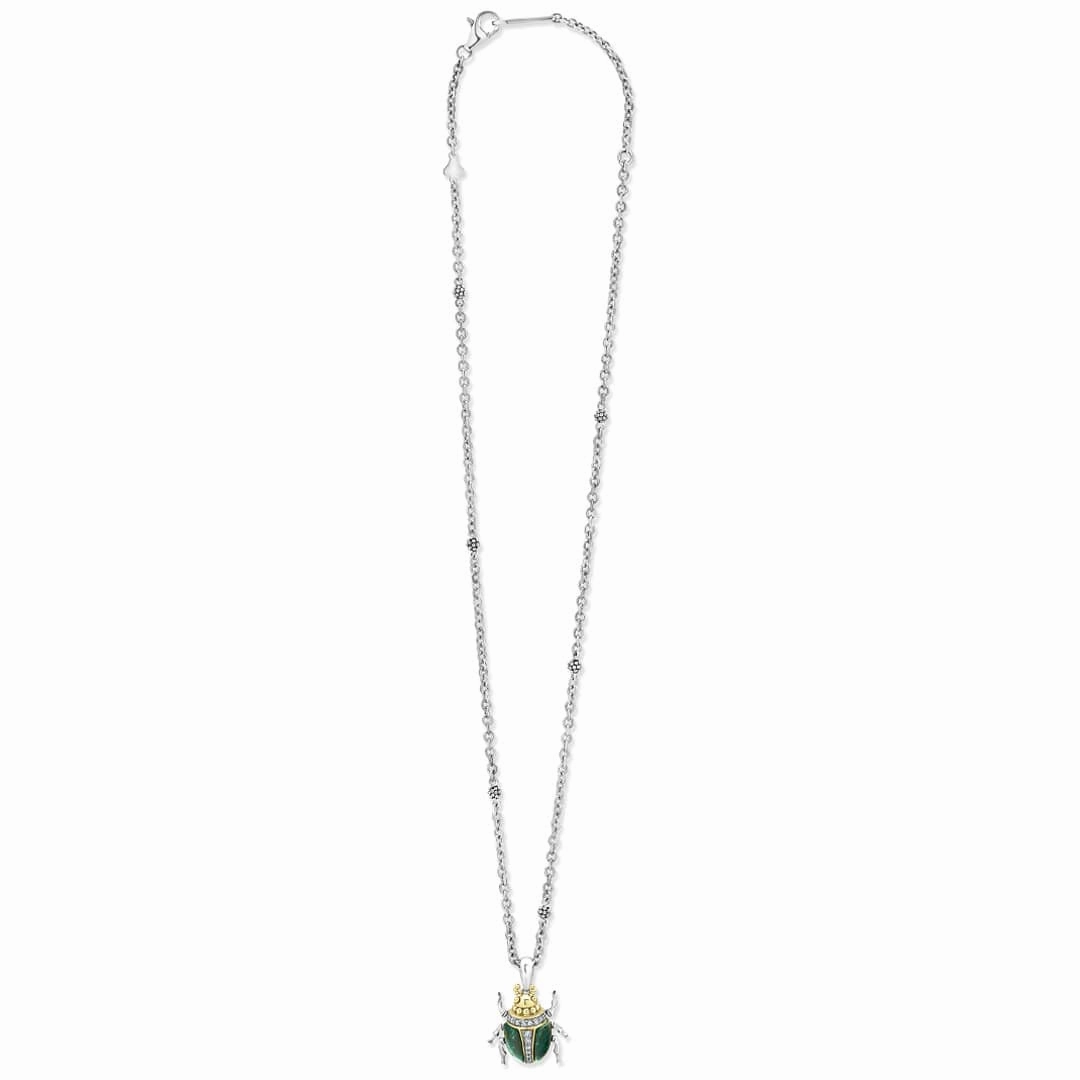 Rare Wonders Jade Beetle Diamond Pendant Necklace