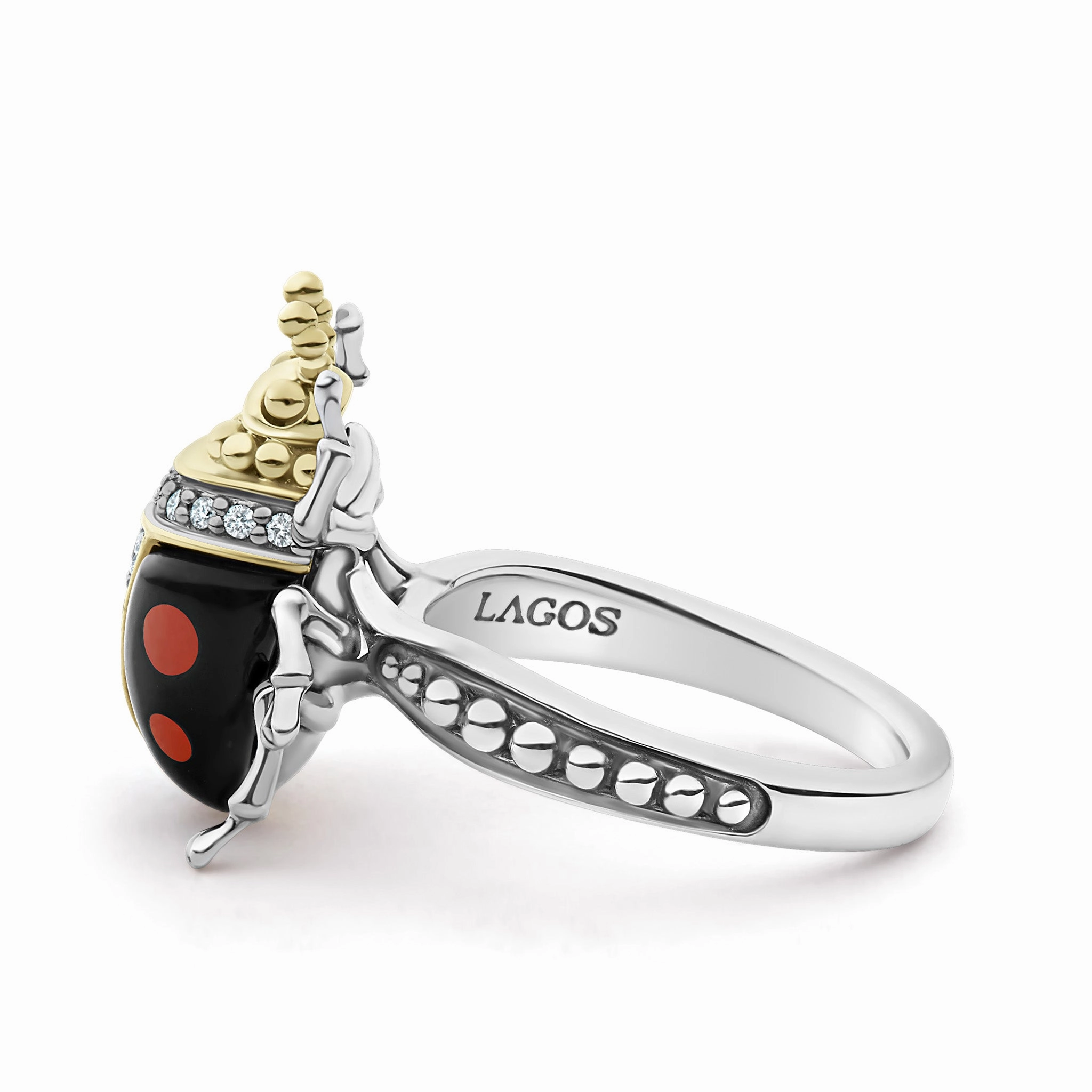 Rare Wonders Onyx Beetle Diamond Ring