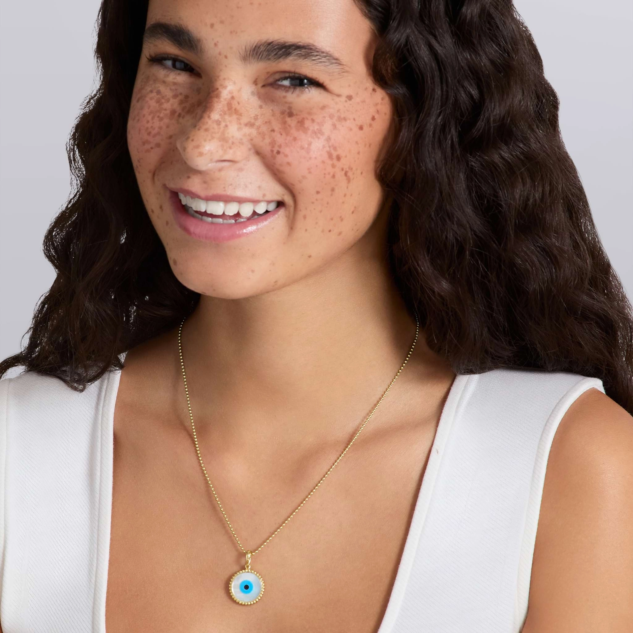 Rare Wonders The Drop 18K Gold Mother Of Pearl Evil Eye Pendant Necklace
