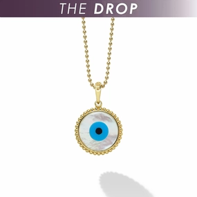 Rare Wonders The Drop 18K Gold Mother Of Pearl Evil Eye Pendant Necklace