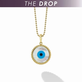 Rare Wonders The Drop 18K Gold Mother Of Pearl Evil Eye Pendant Necklace