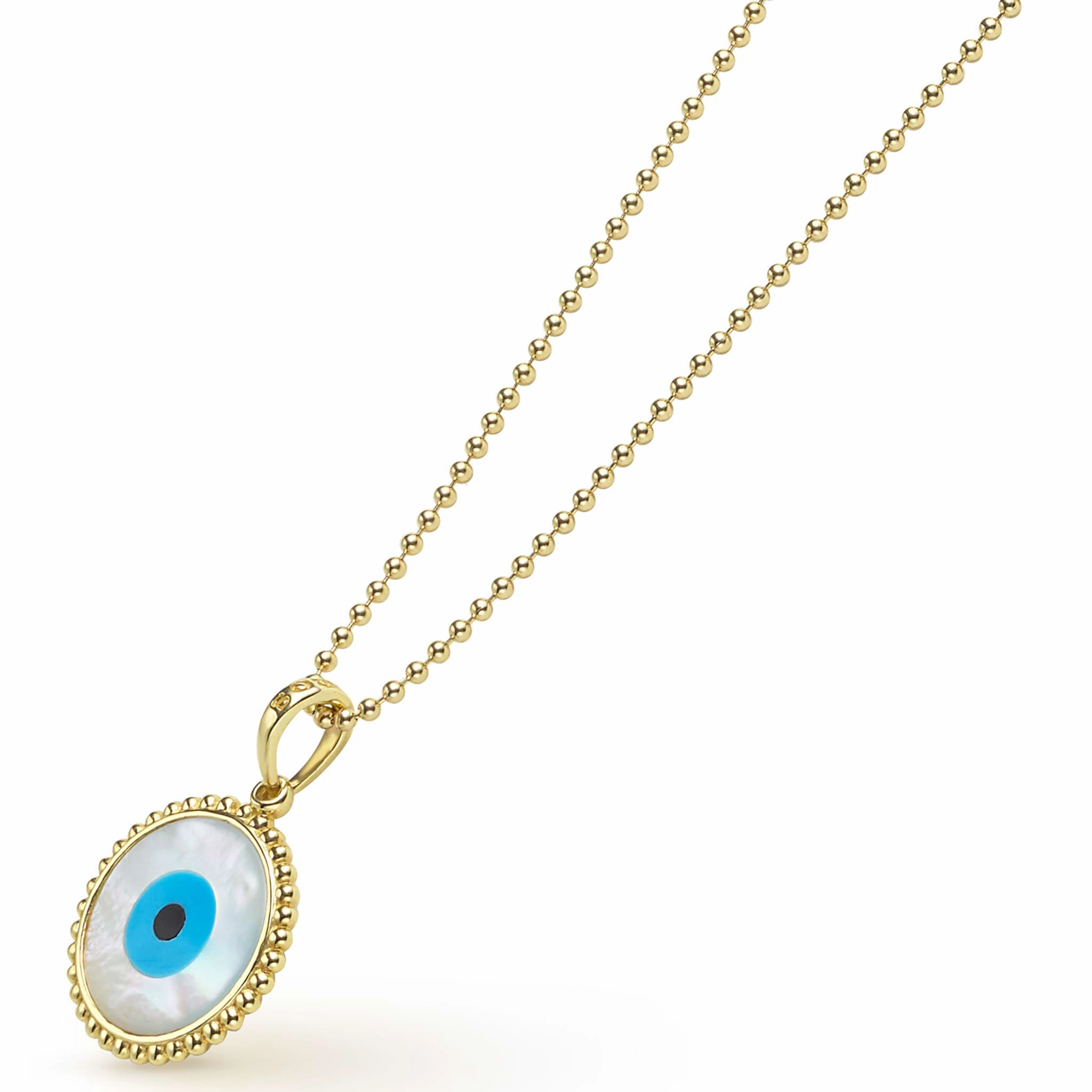 Rare Wonders The Drop 18K Gold Mother Of Pearl Evil Eye Pendant Necklace