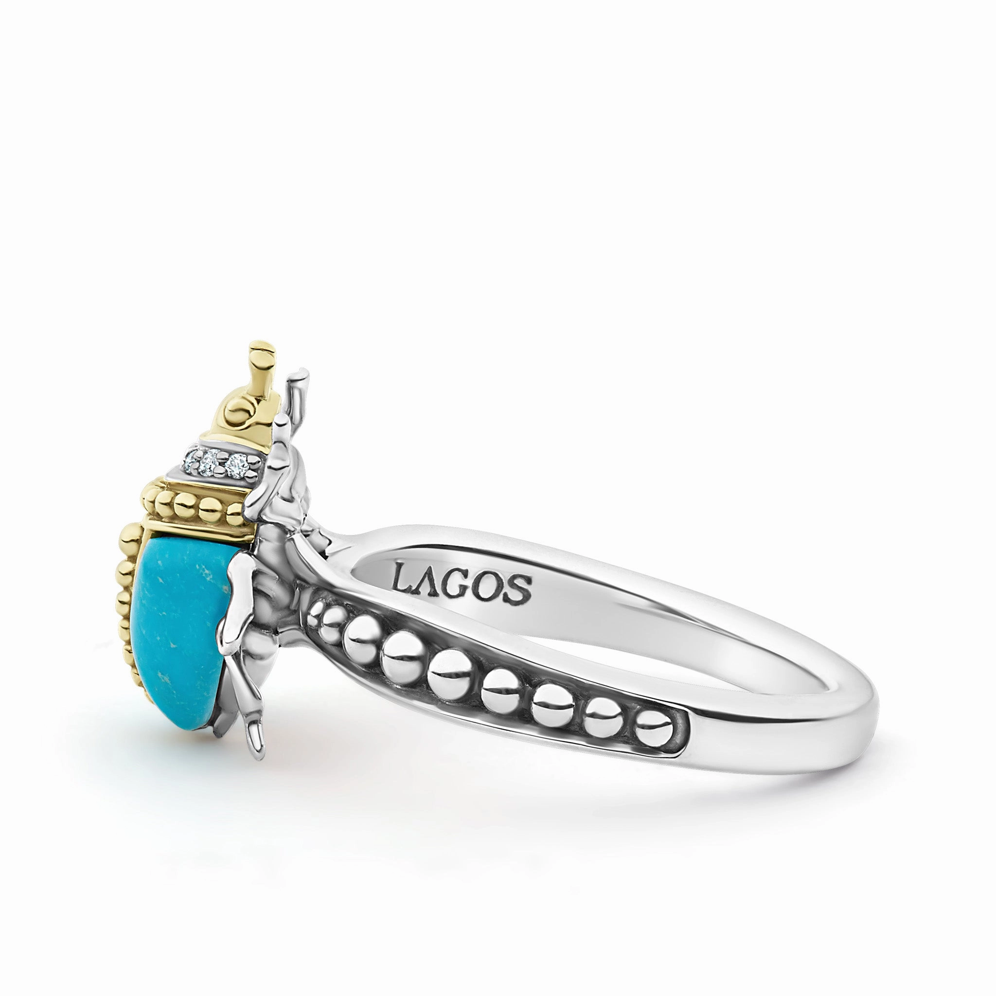 Rare Wonders Turquoise Beetle Diamond Ring