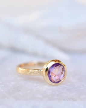 Renata Amethyst Gold Ring ~ 18k Gold Plated ~ SMR121