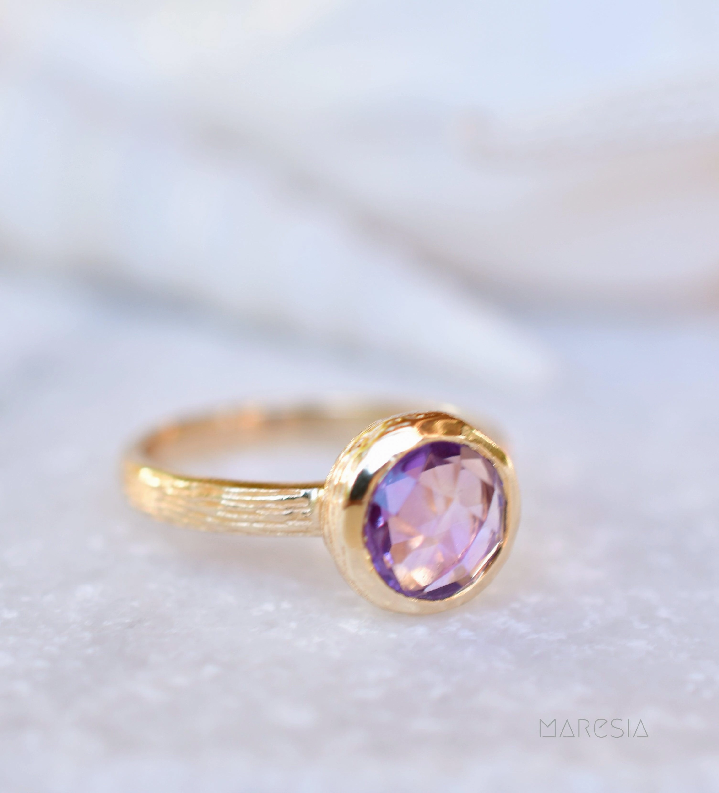 Renata Amethyst Gold Ring ~ 18k Gold Plated ~ SMR121