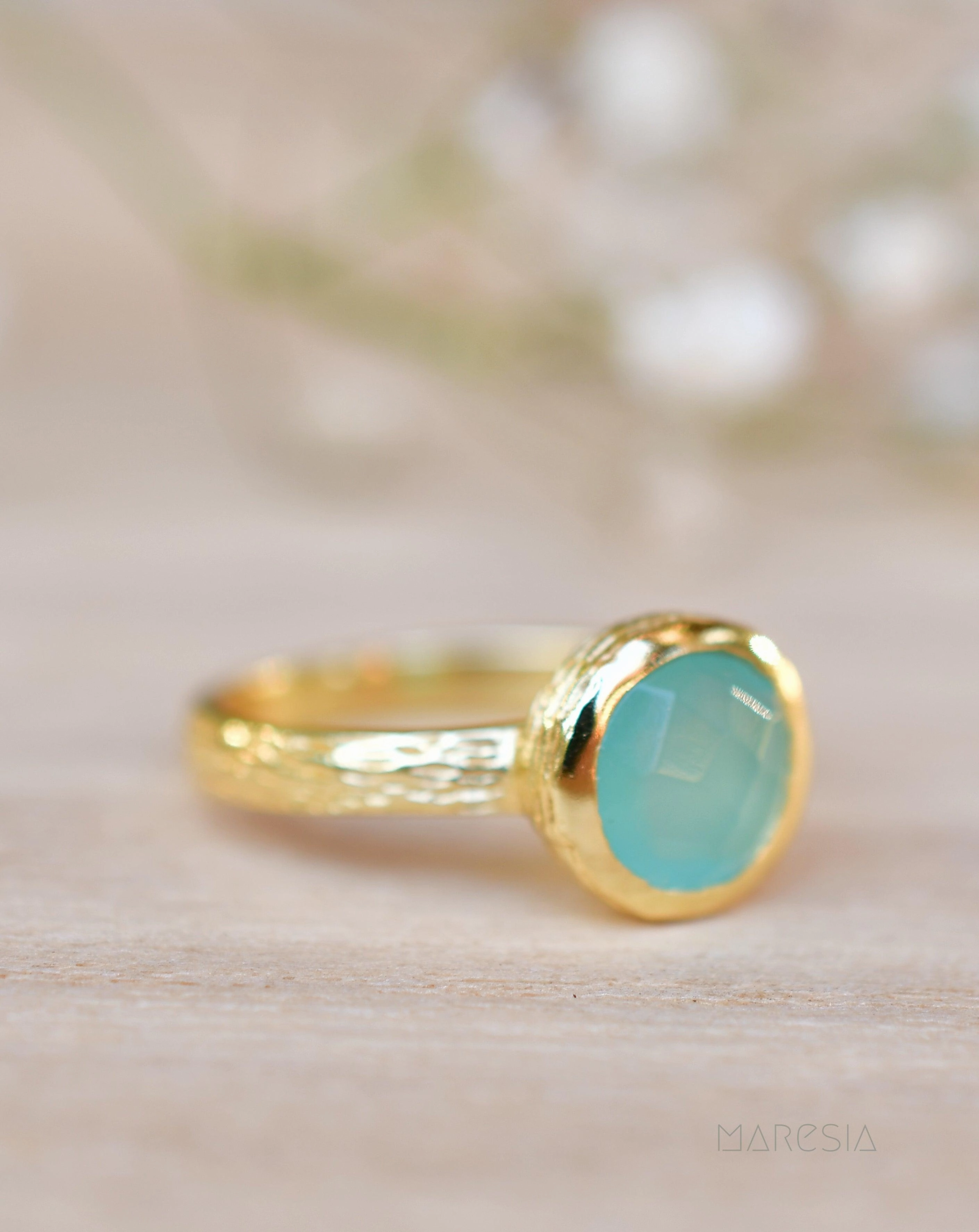 Renata Aqua Chalcedony Gold Ring ~ 18k Gold Plated ~ SMR117