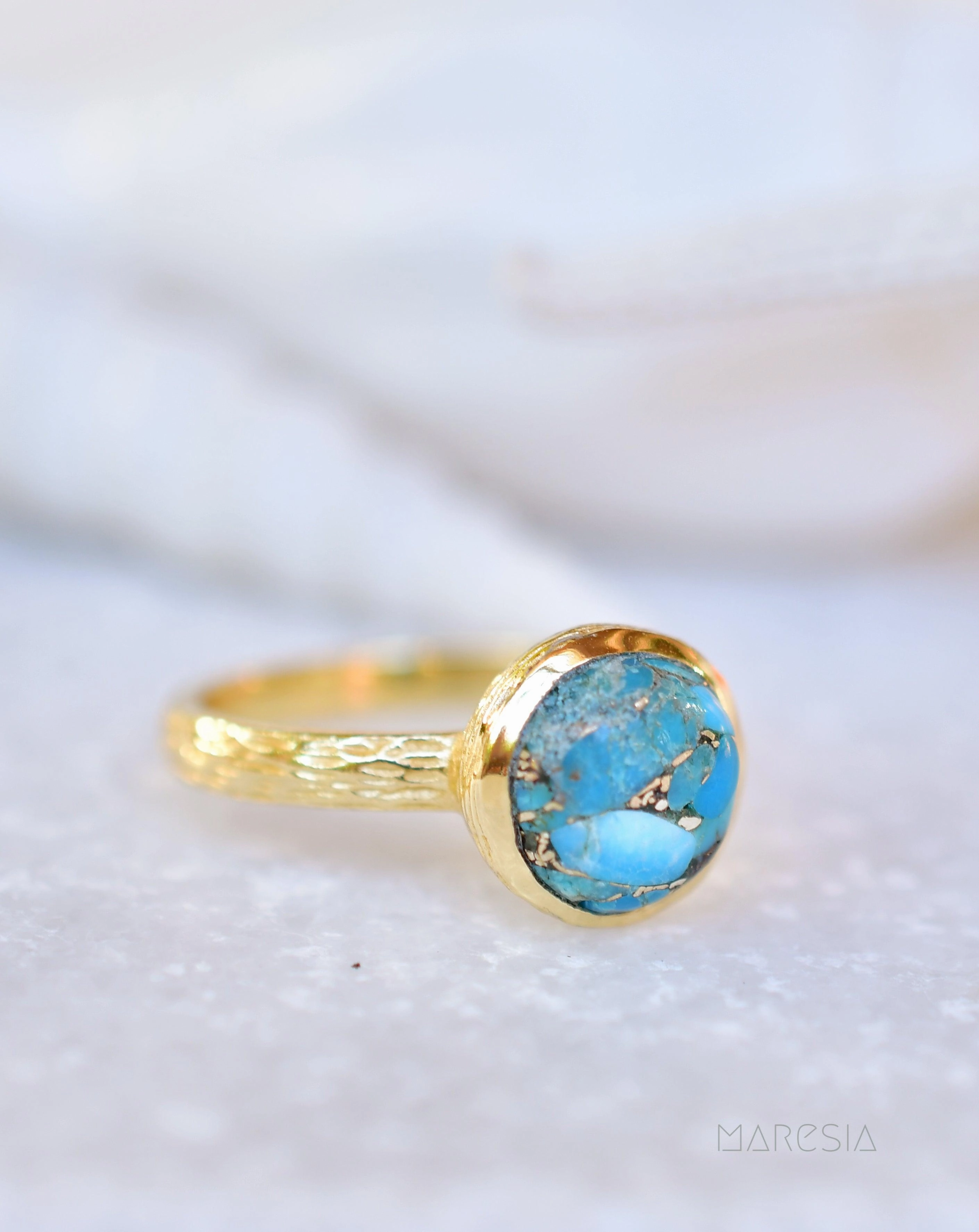 Renata Copper Turquoise Gold Ring ~ 18k Gold Plated ~ SMR118