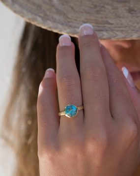 Renata Copper Turquoise Gold Ring ~ 18k Gold Plated ~ SMR118