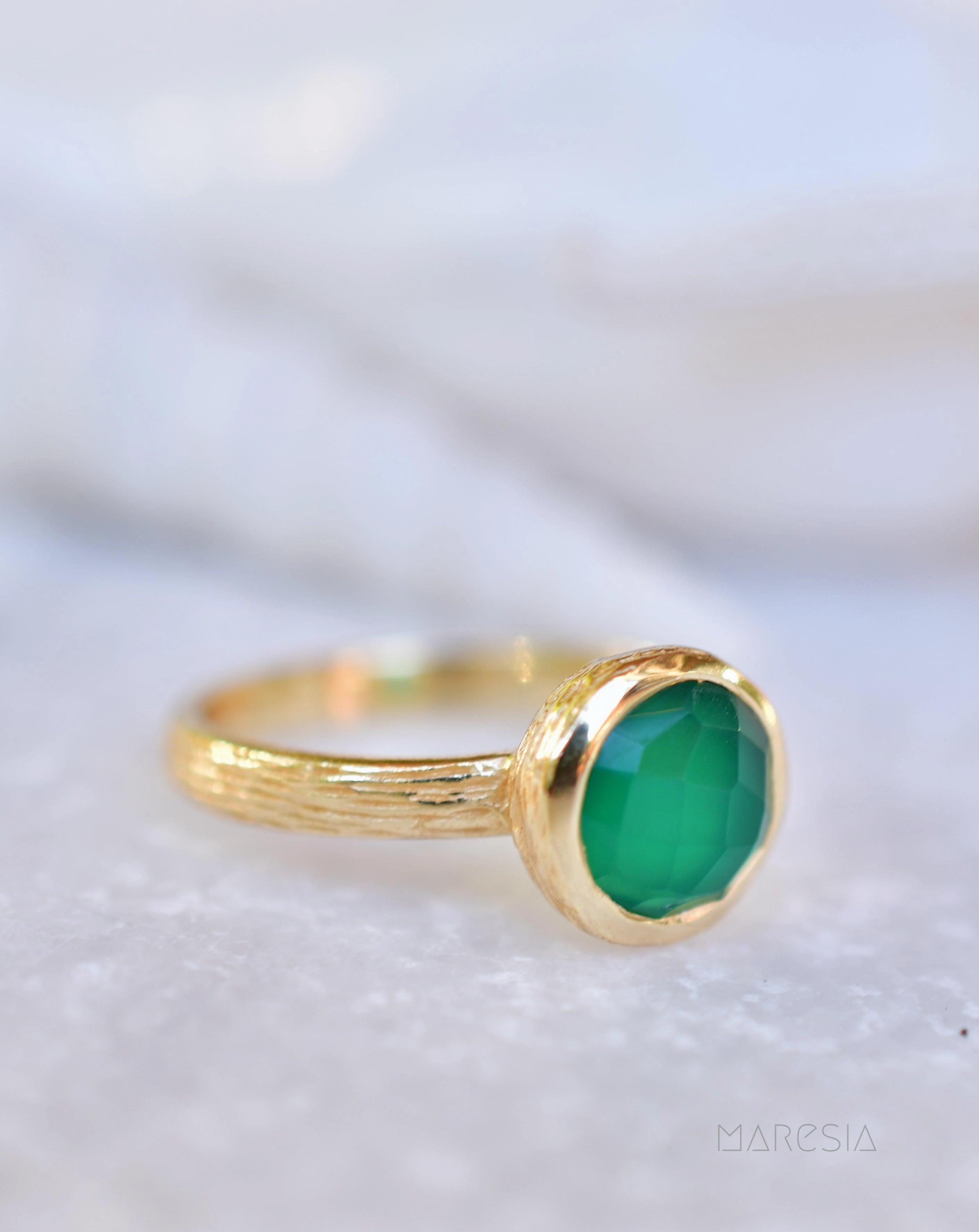 Renata Green Onyx Gold Ring ~ 18k Gold Plated ~ SMR115
