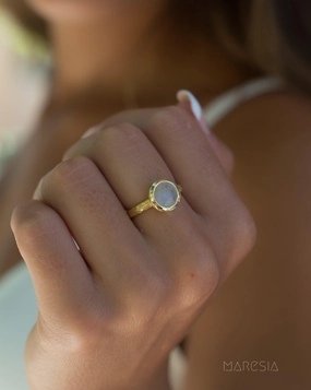 Renata Moonstone Gold Ring ~ 18k Gold Plated ~ SMR123