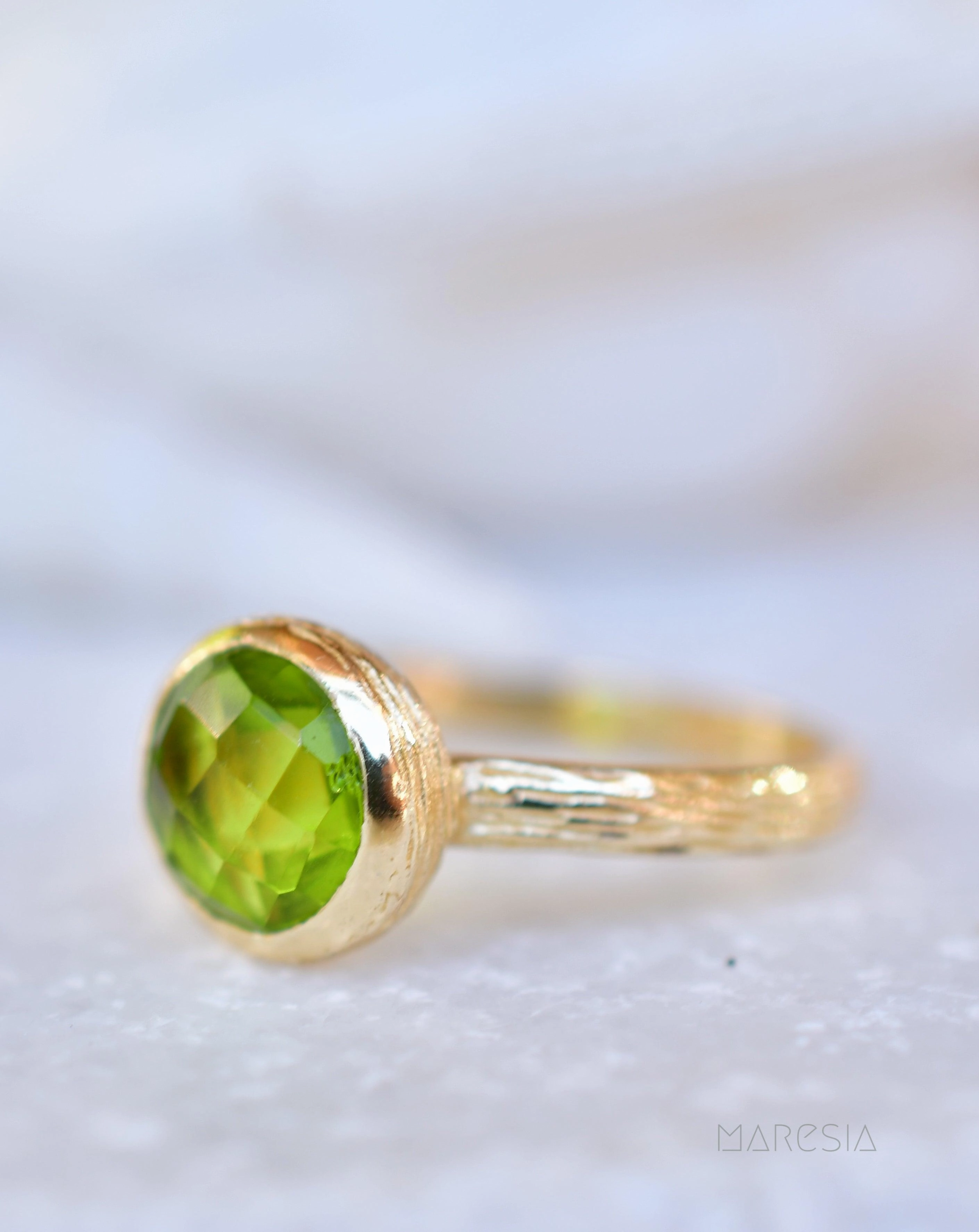 Renata Peridot Hydro Gold Ring ~ 18k Gold Plated ~ SMR116