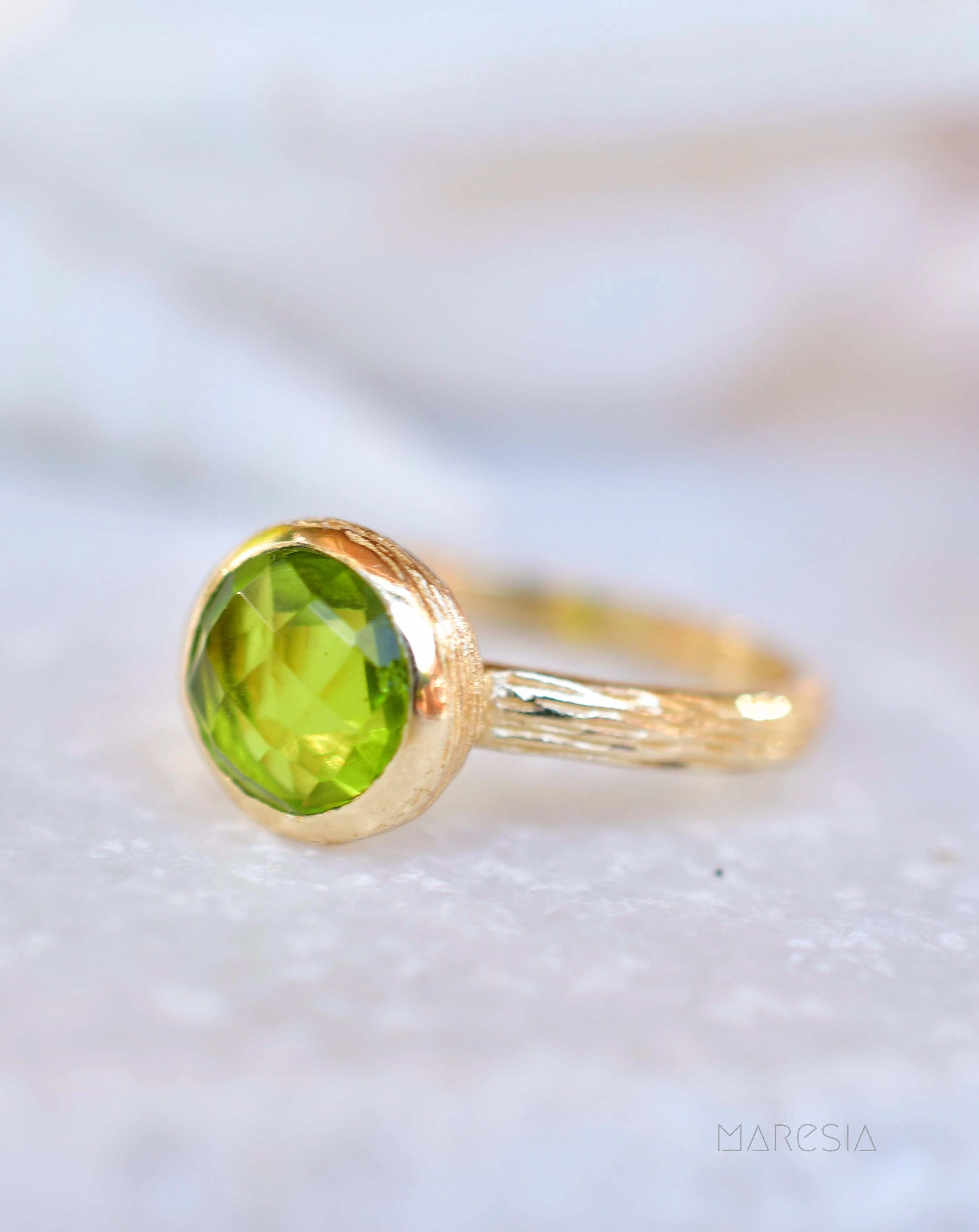 Renata Peridot Hydro Gold Ring ~ 18k Gold Plated ~ SMR116