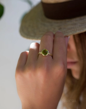 Renata Peridot Hydro Gold Ring ~ 18k Gold Plated ~ SMR116