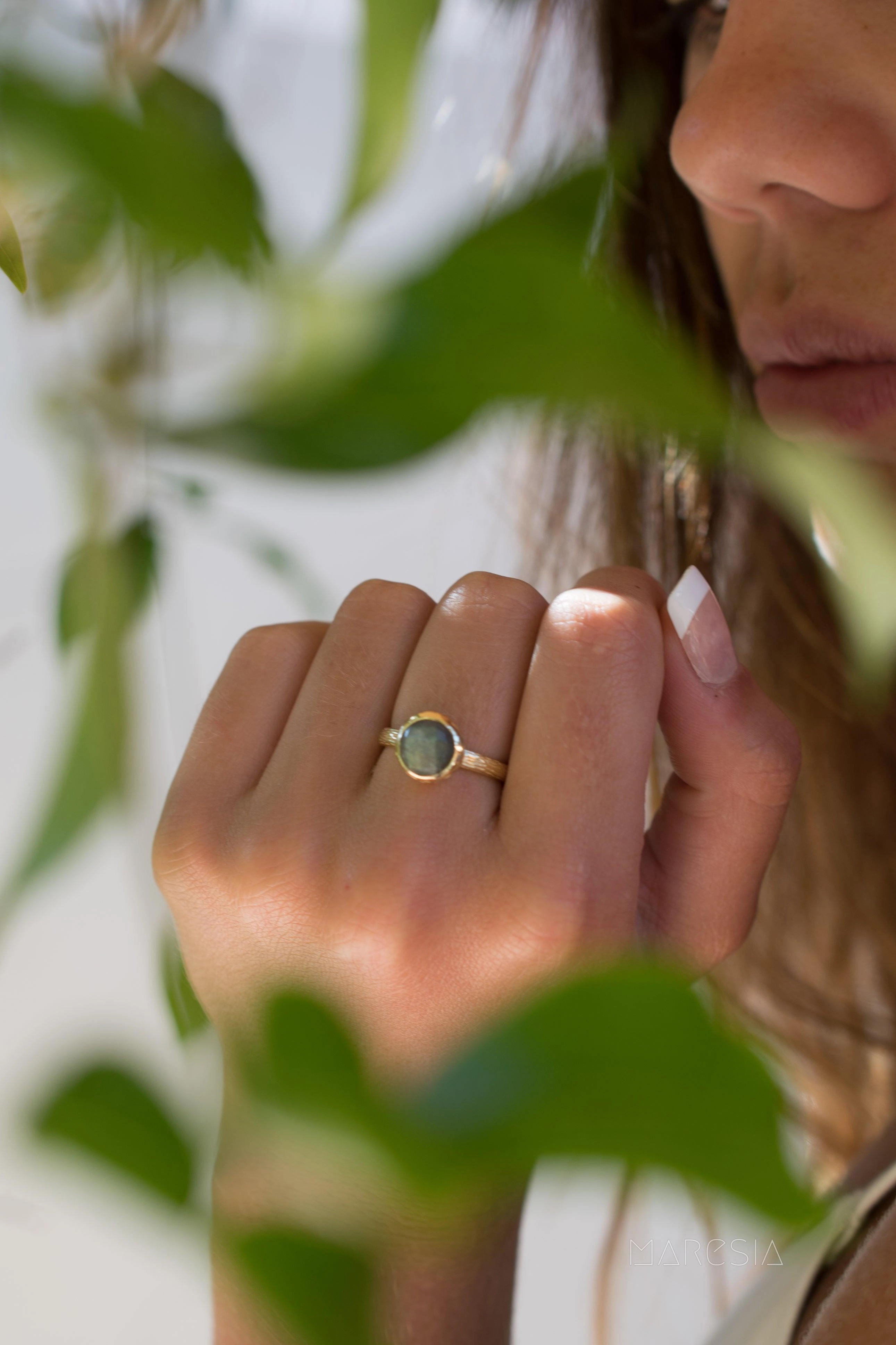 Renata Rainbow Labradorite Ring ~ 18k Gold Plated ~ SMR122
