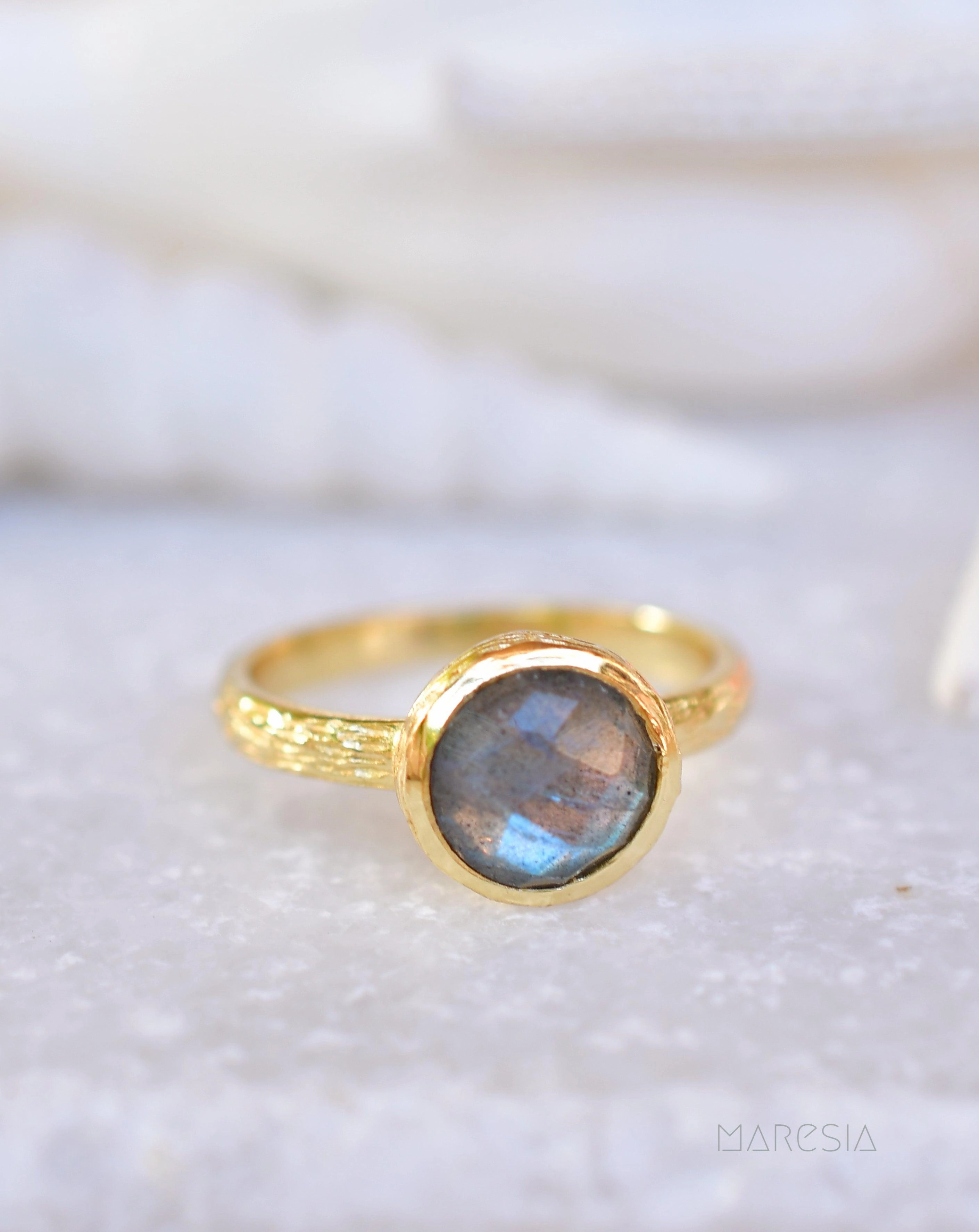 Renata Rainbow Labradorite Ring ~ 18k Gold Plated ~ SMR122