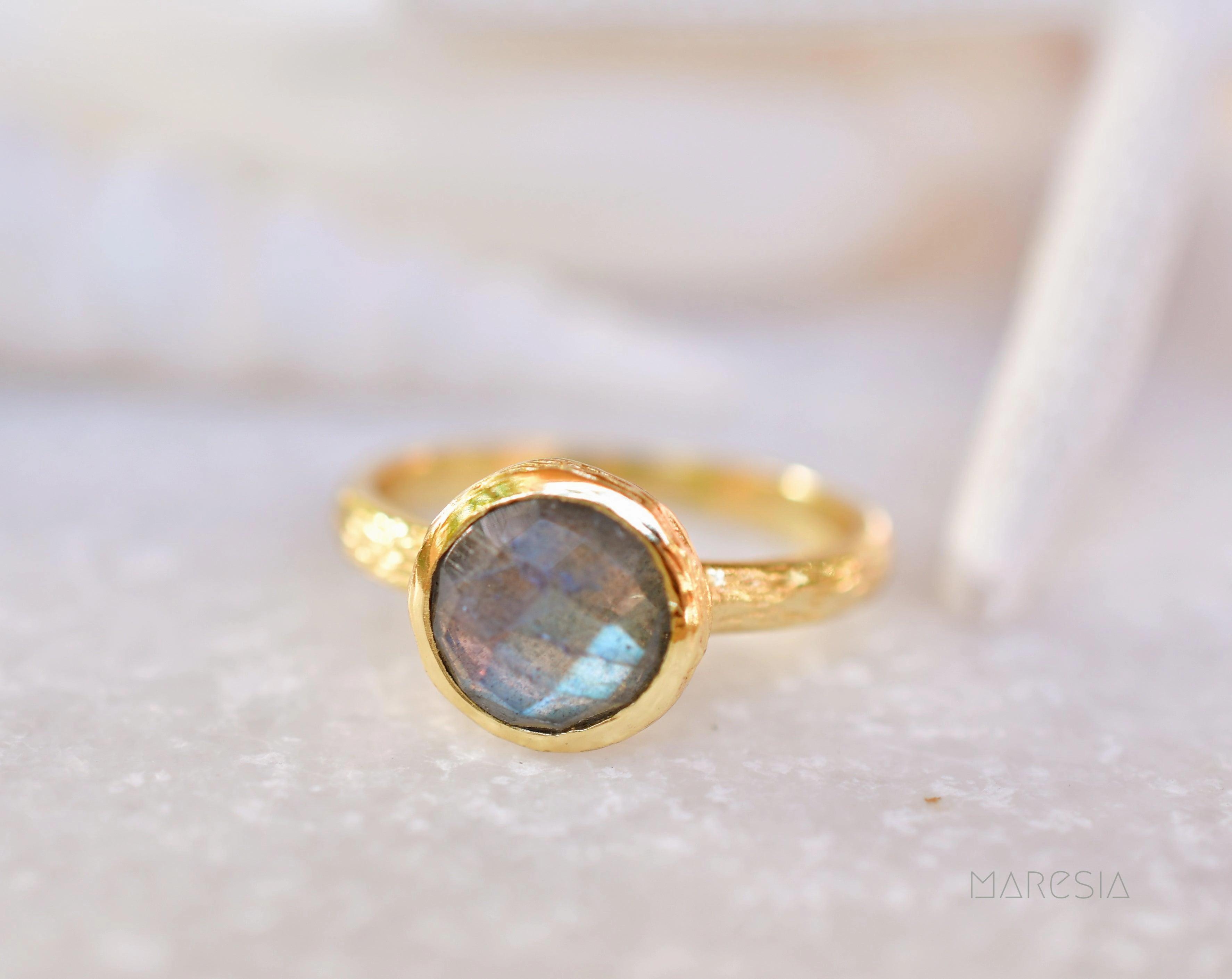 Renata Rainbow Labradorite Ring ~ 18k Gold Plated ~ SMR122