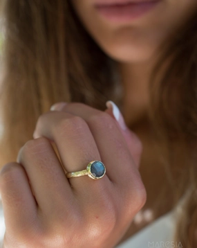 Renata Rainbow Labradorite Ring ~ 18k Gold Plated ~ SMR122