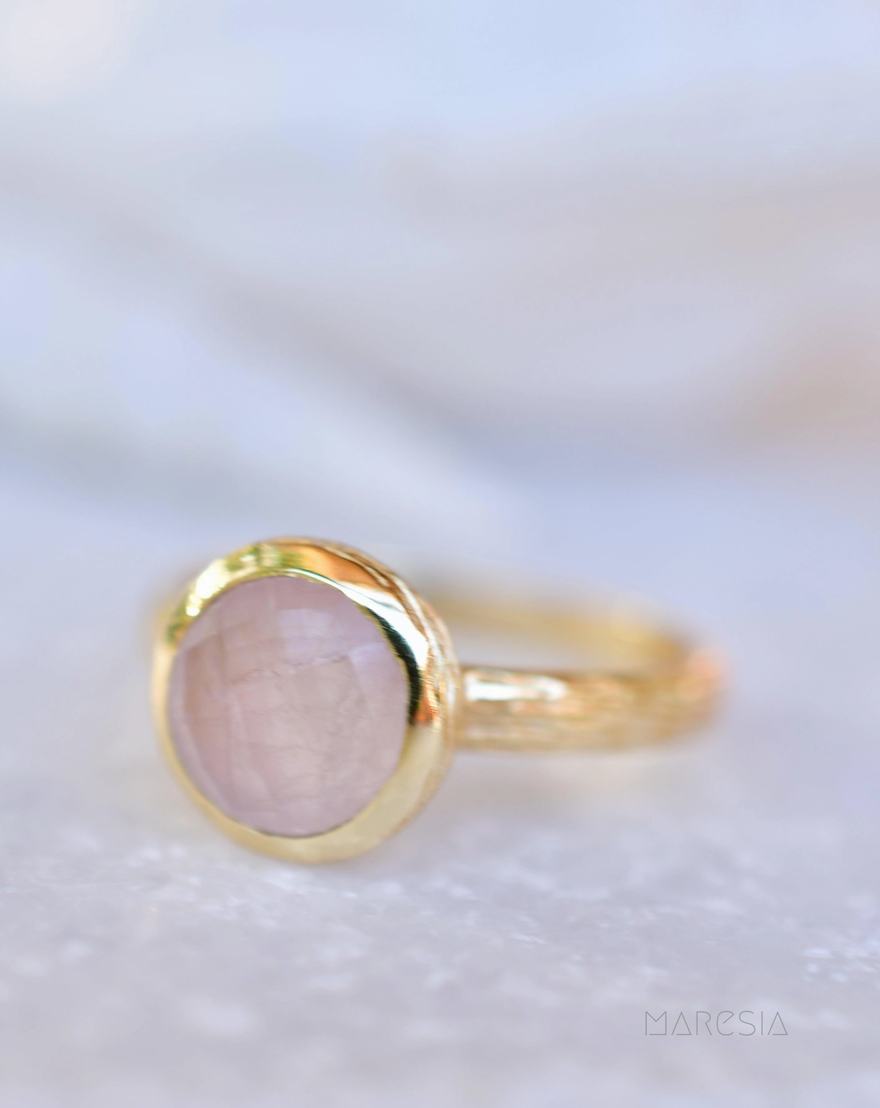 Renata Rose Quartz Gold Ring ~ 18k Gold Plated ~ SMR120