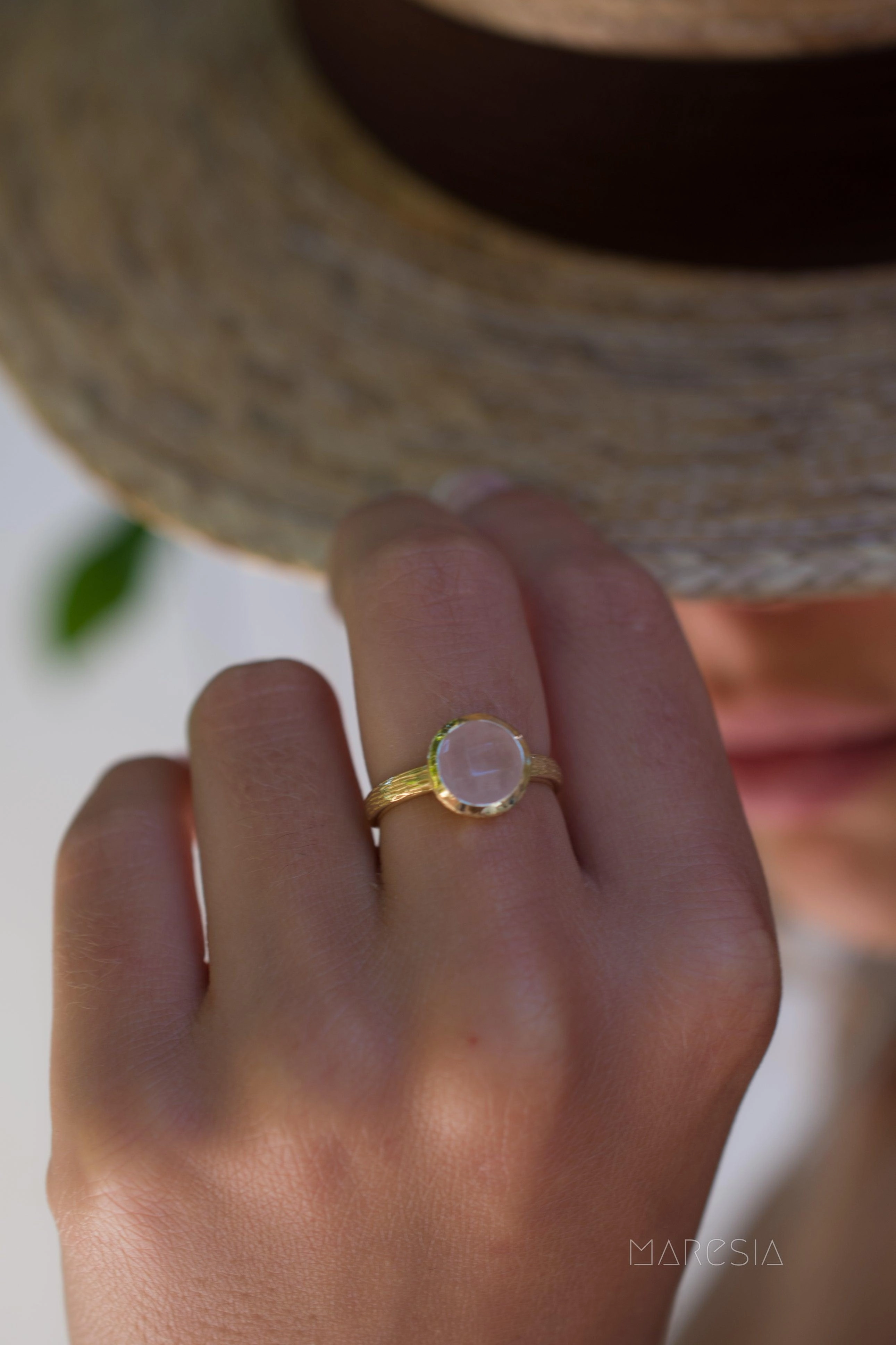Renata Rose Quartz Gold Ring ~ 18k Gold Plated ~ SMR120