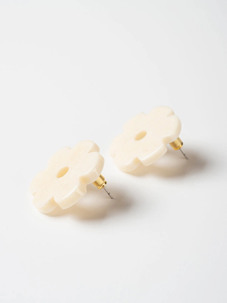 Retro Bloom Studs - White