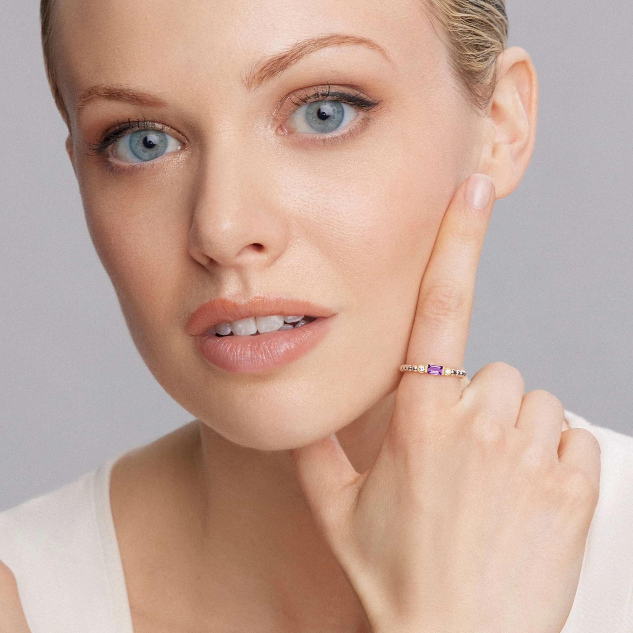 Rittenhouse Amethyst and Diamond Stacking Ring