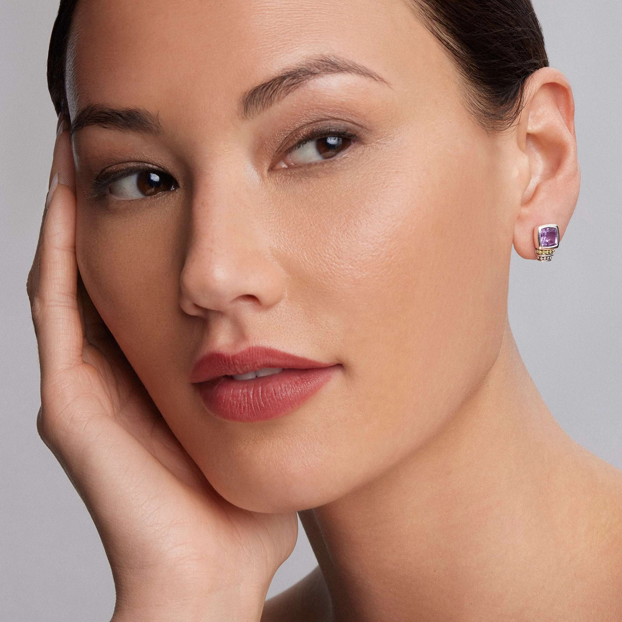 Rittenhouse Bezel-Set Amethyst Stud Earrings