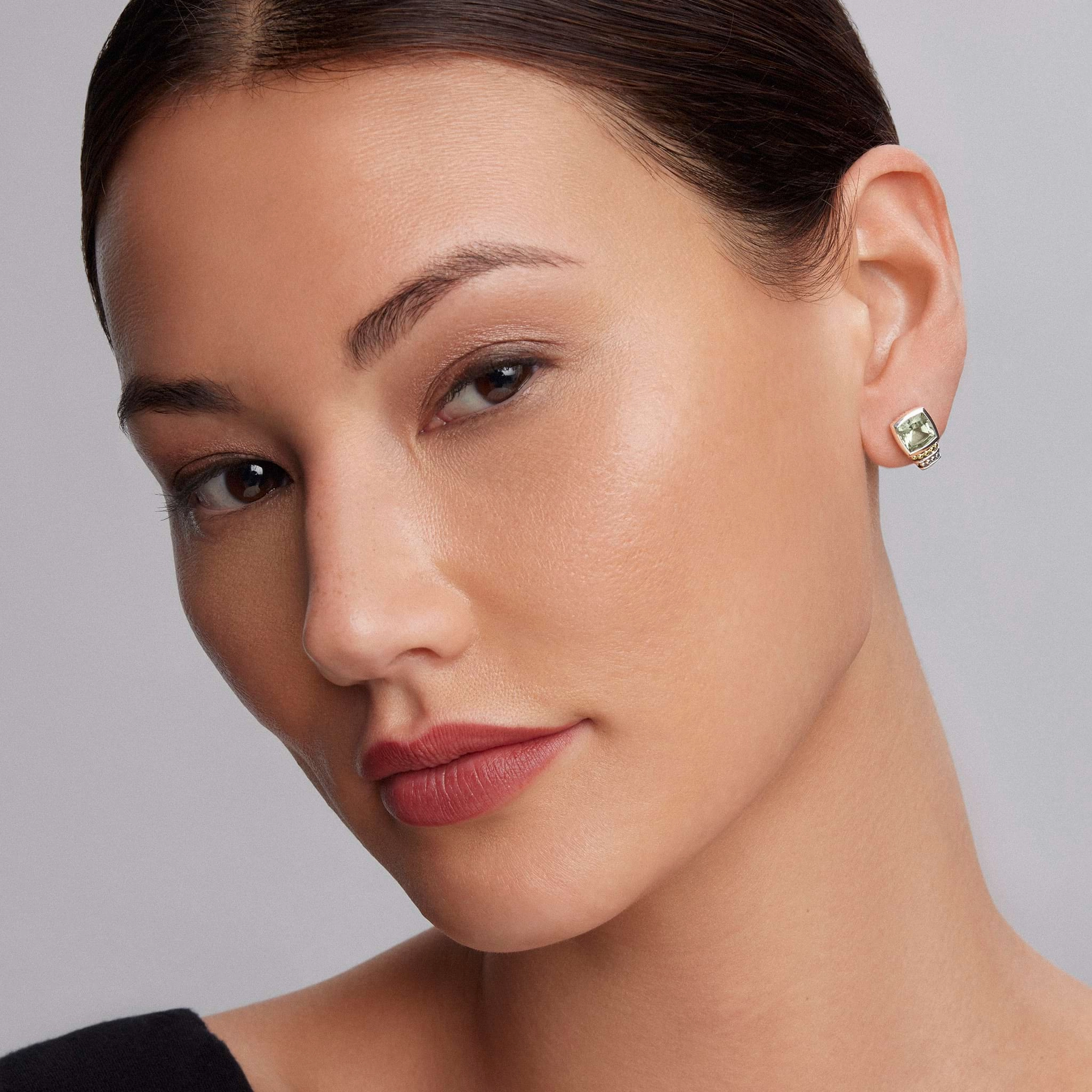 Rittenhouse Bezel-Set Prasiolite Stud Earrings