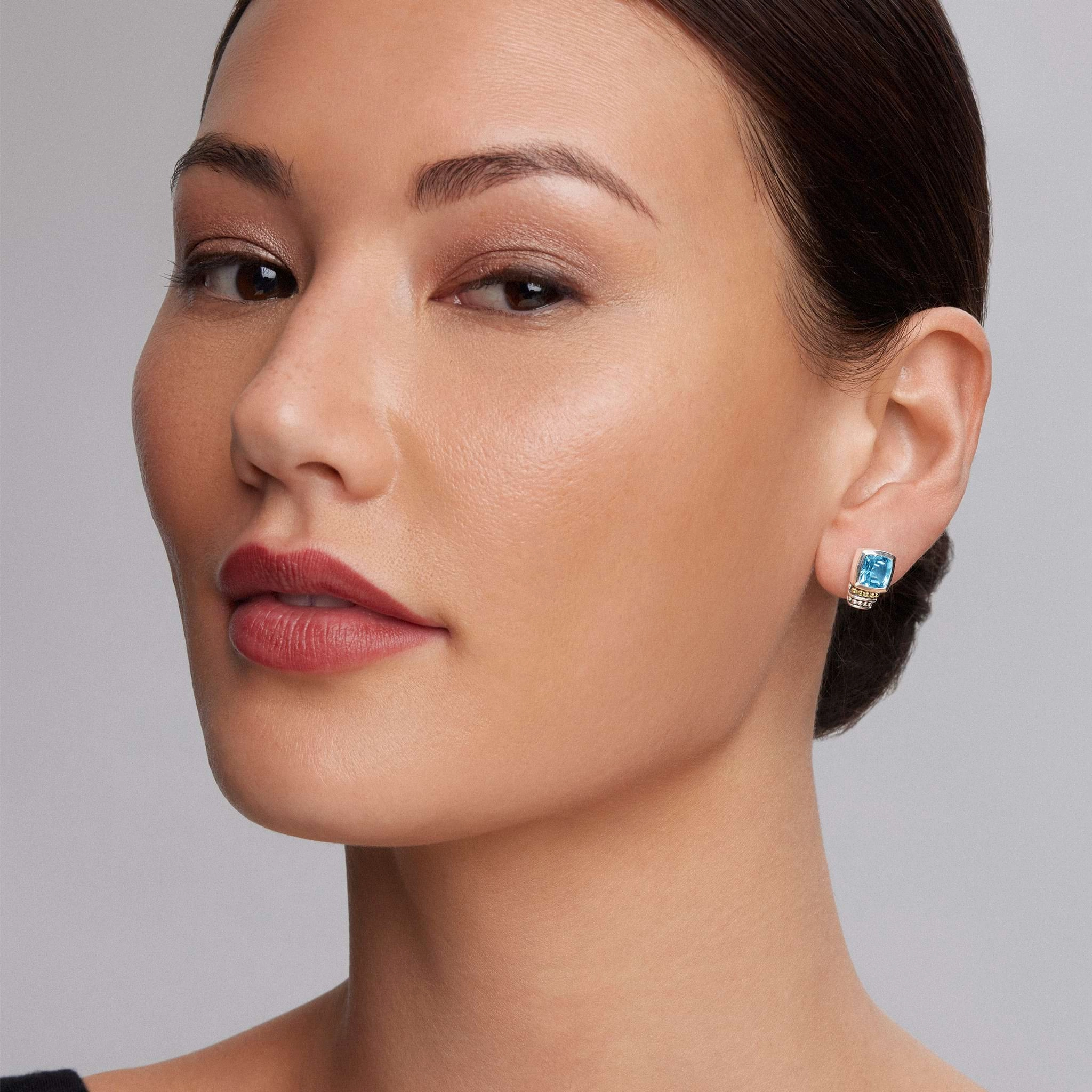 Rittenhouse Bezel-Set Swiss Blue Topaz Stud Earrings