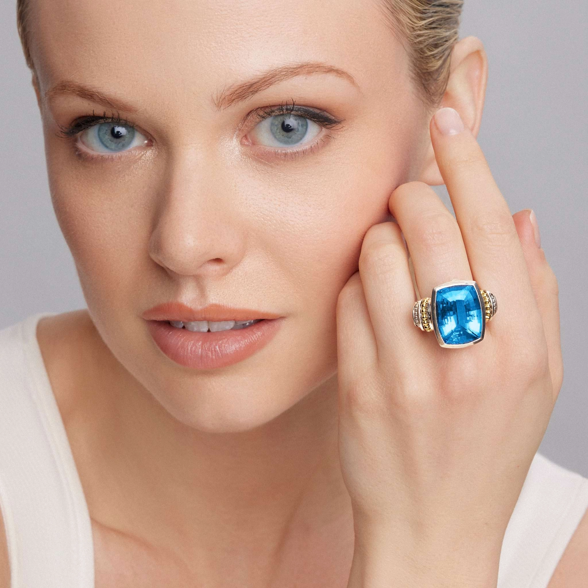 Rittenhouse Large Swiss Blue Topaz Statement Ring