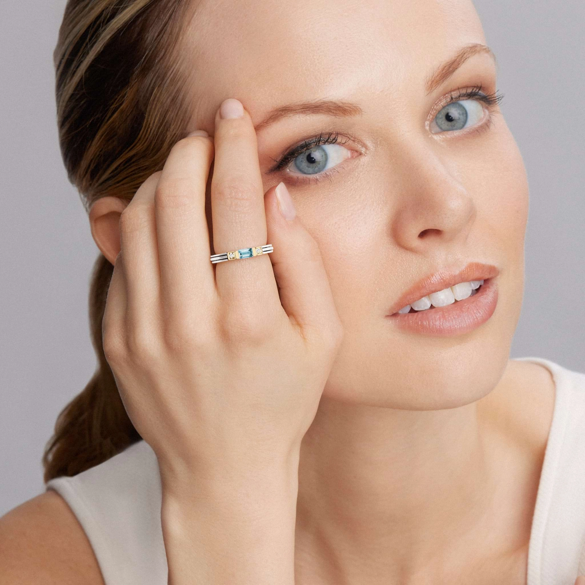Rittenhouse Swiss Blue Topaz and Diamond Stacking Ring
