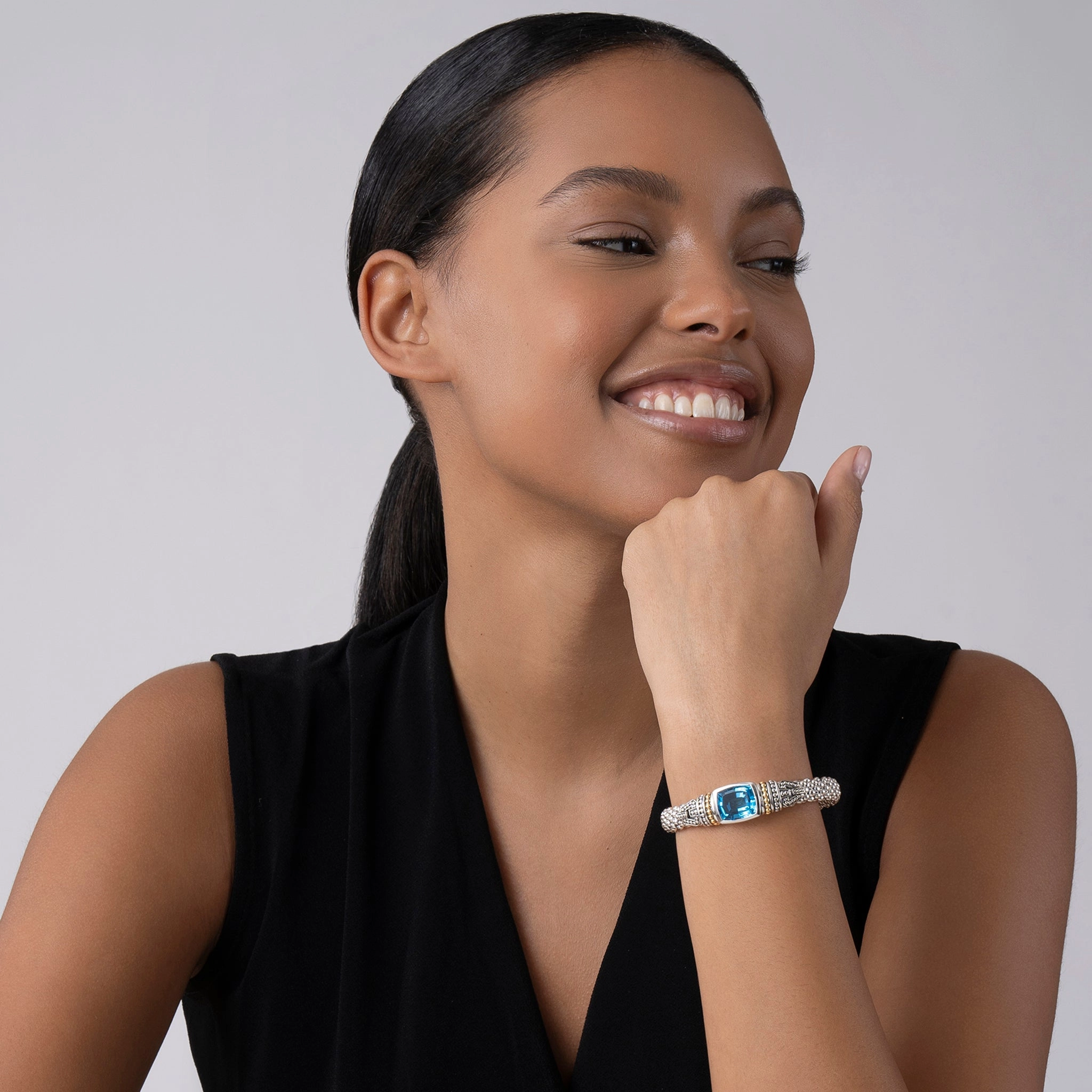Rittenhouse Swiss Blue Topaz Caviar Bracelet | 9mm