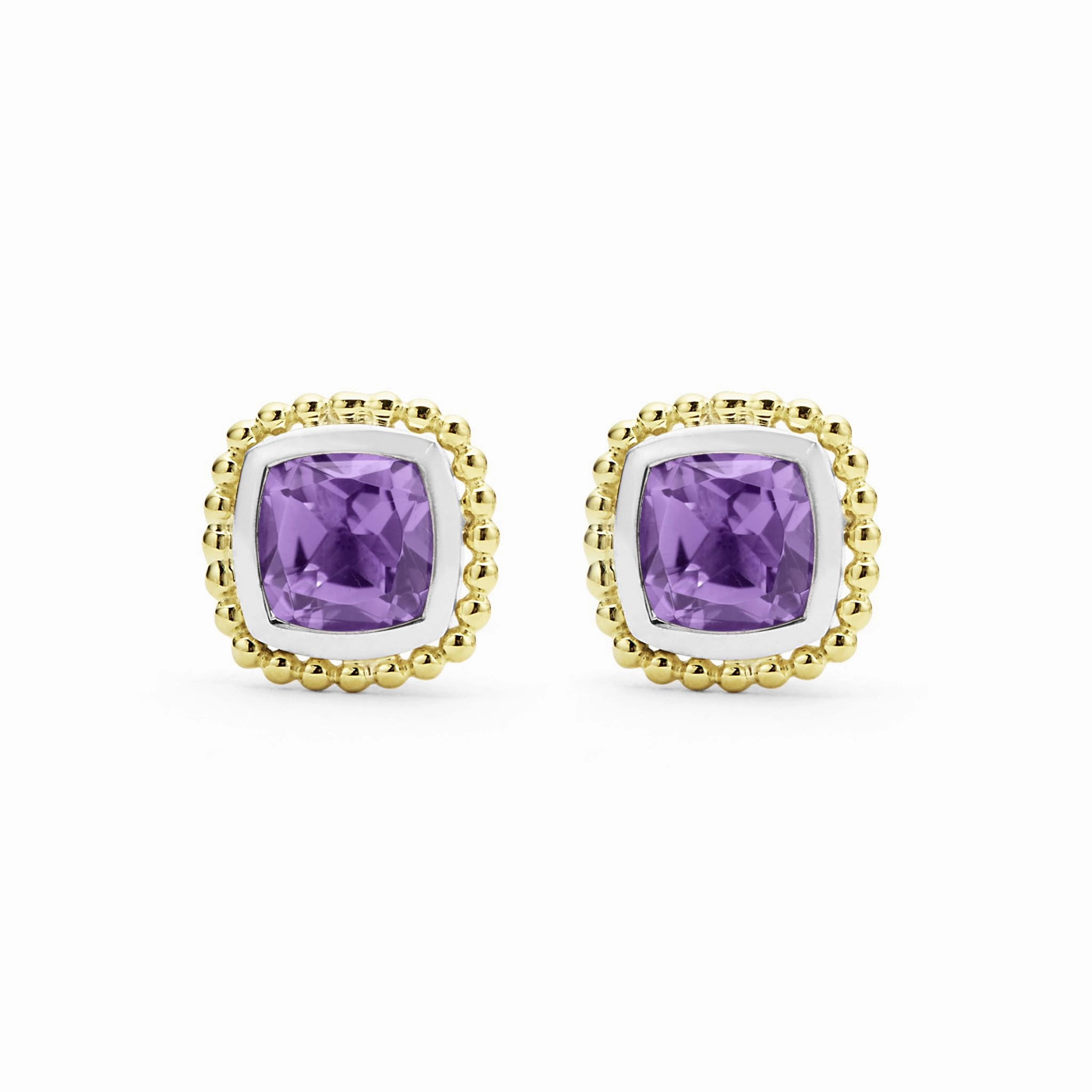 Rittenhouse Two-Tone Amethyst Stud Earrings
