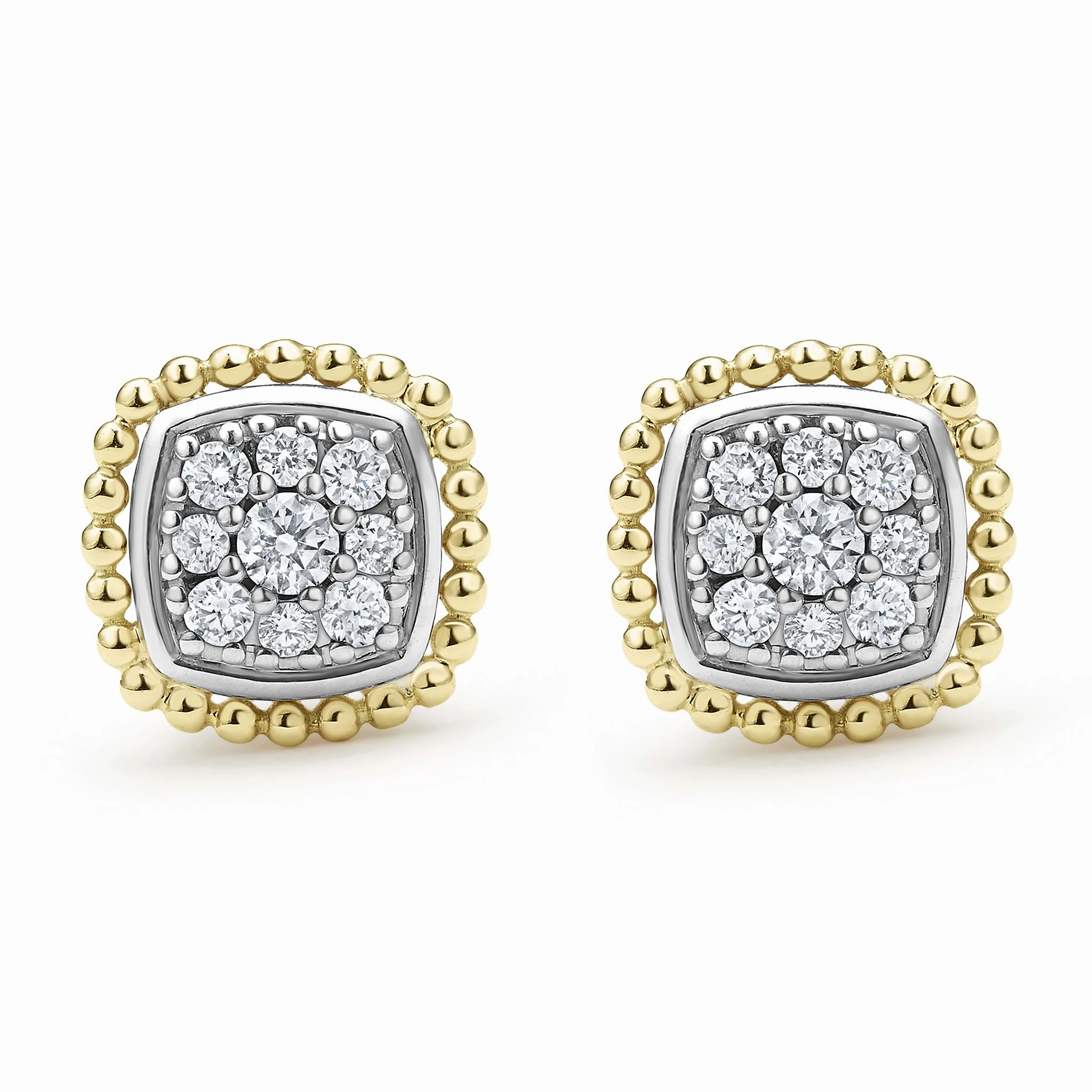 Rittenhouse Two-Tone Caviar Diamond Stud Earrings