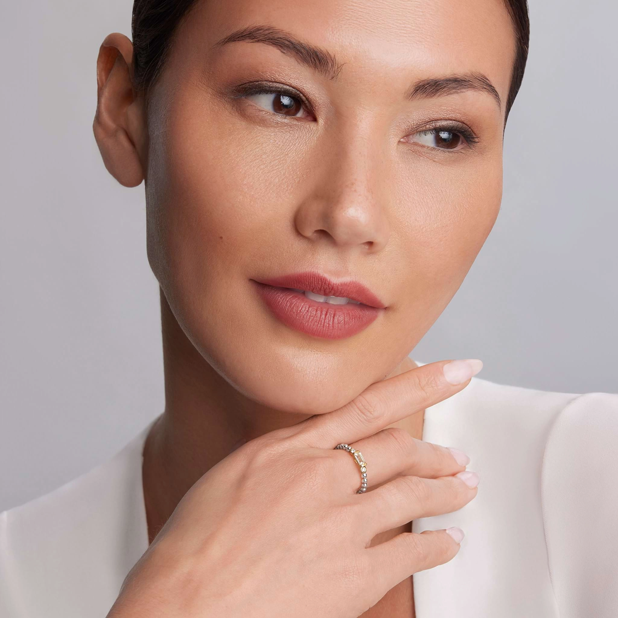 Rittenhouse White Topaz Stacking Ring with Diamonds