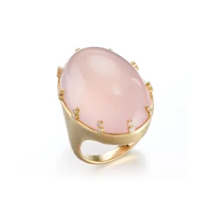 Rose Quartz & Diamond Ring