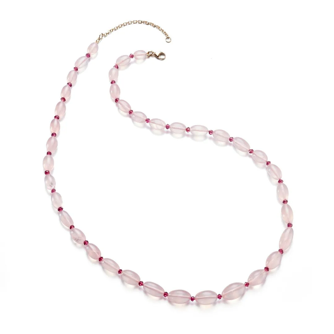 Rose Quartz & Garnet Bead Necklace
