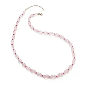 Rose Quartz & Garnet Bead Necklace