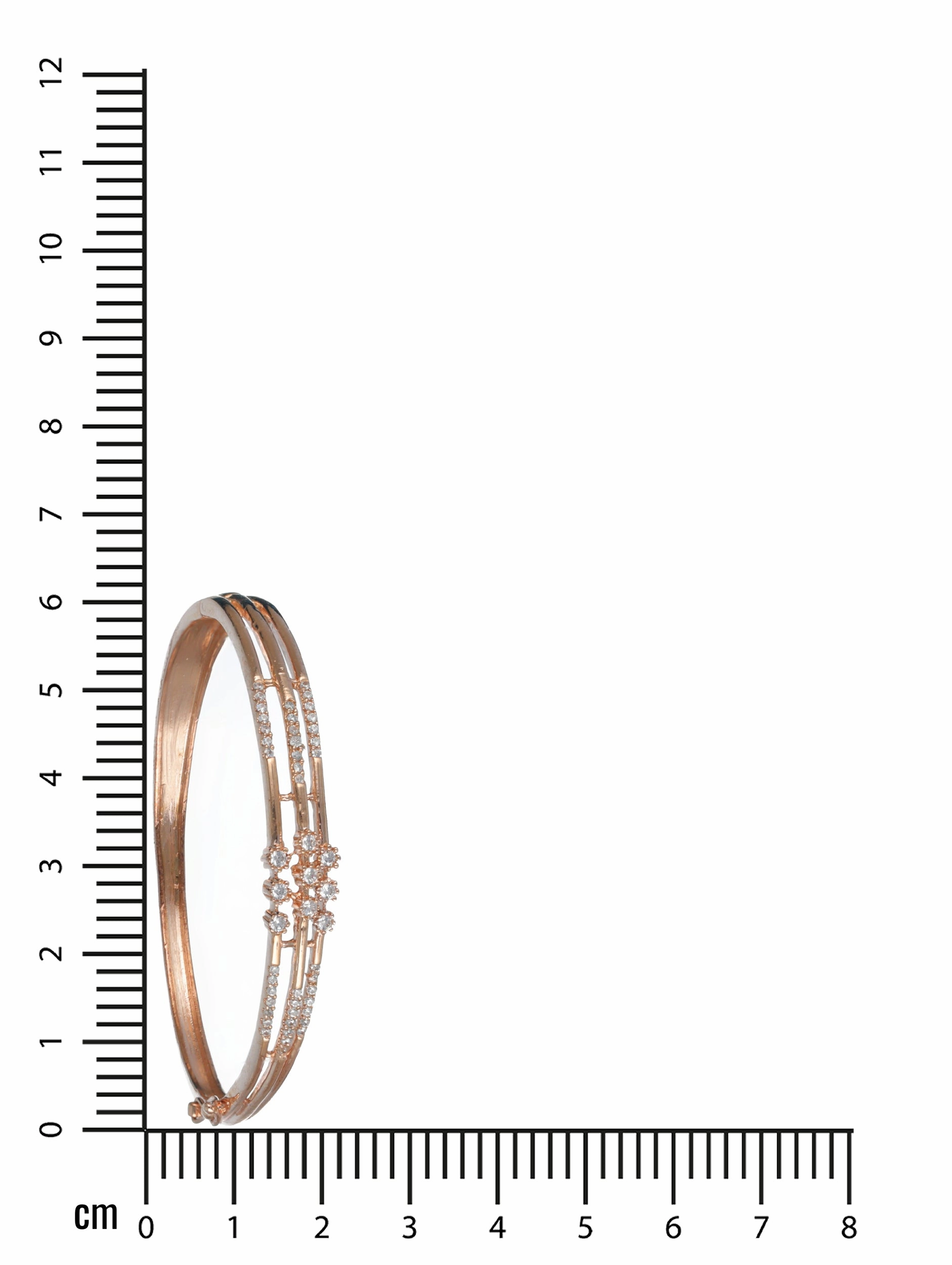 Rose Gold & Silver-Toned Brass American Diamond Rose Gold-Plated Bangle-Style Bracelet