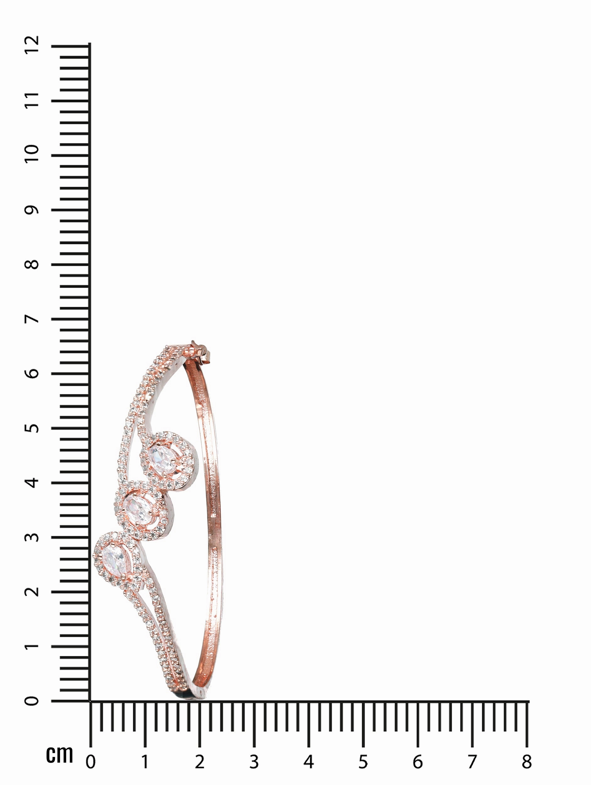 Rose Gold Plated White American Diamond Studded Handcrafted Bangle-Style Bracelet
