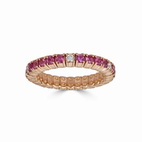 Rose Gold Stretch Eternity Ring with Pink Sapphires