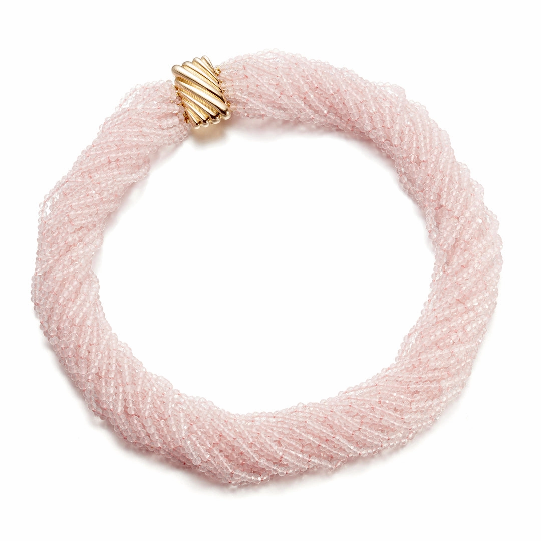 Rose Quartz 20-Strand Twist Necklace