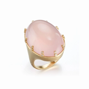 Rose Quartz & Diamond Ring