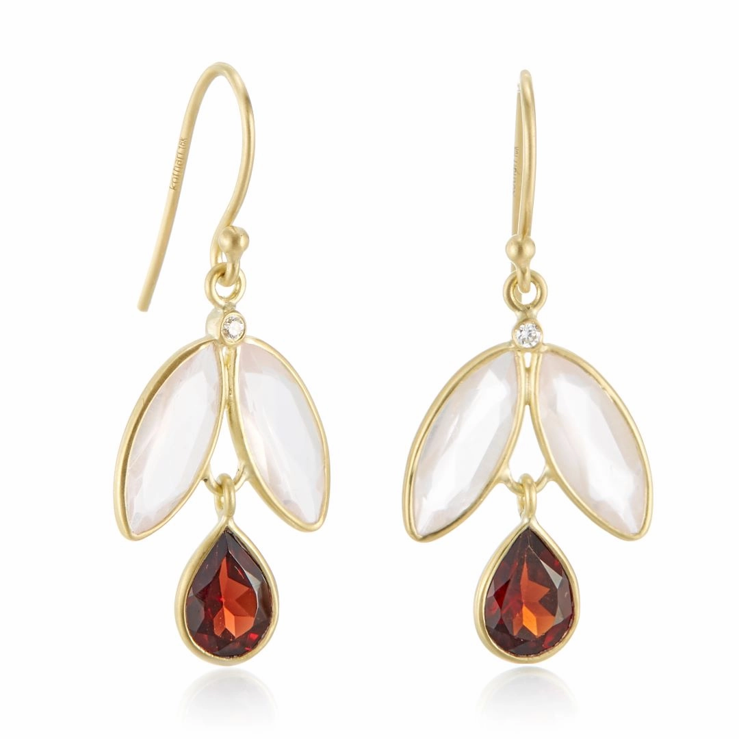 Rose Quartz & Garnet Drop Earrings