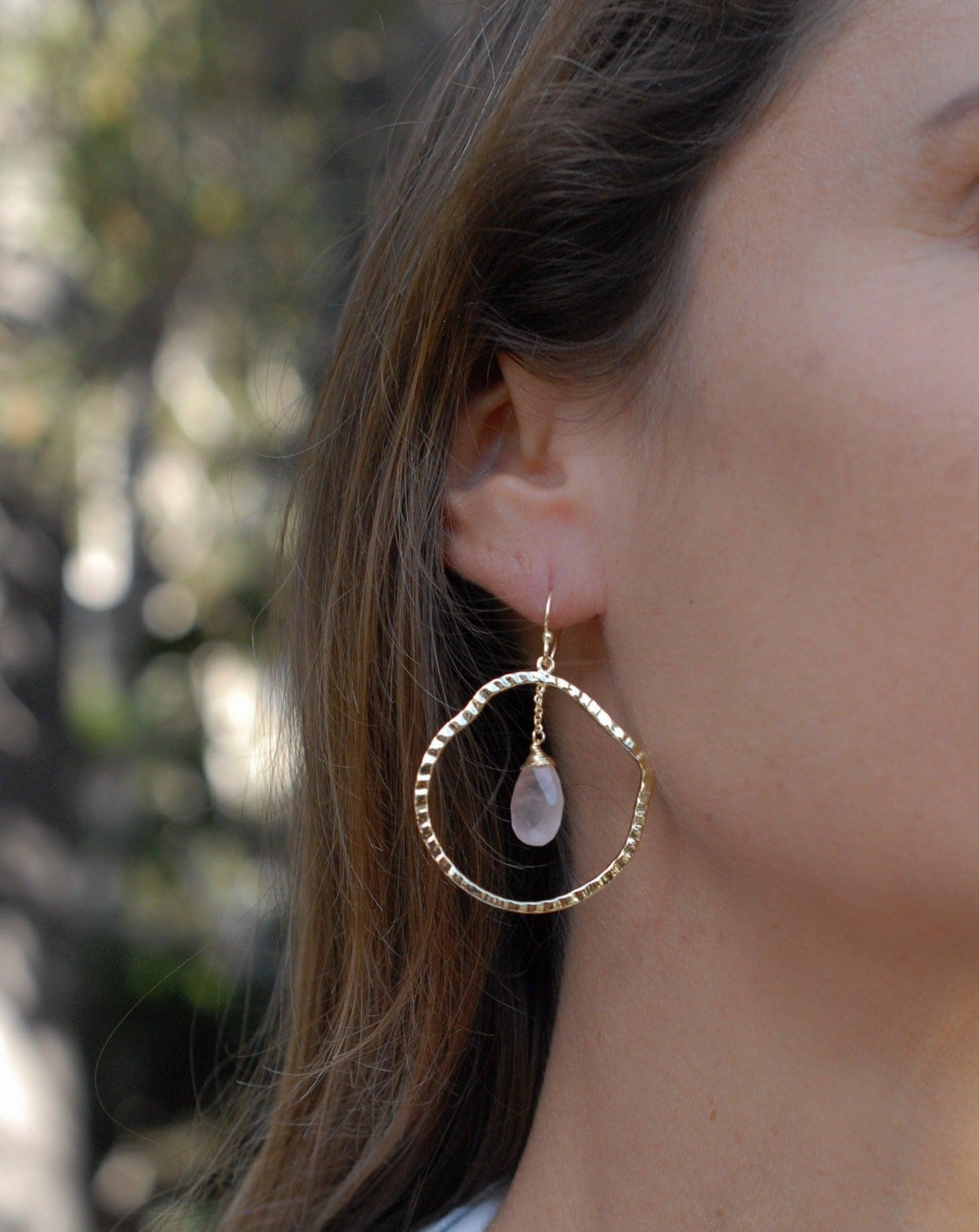 Rose Quartz Earrings ~18k Gold Plated ~ ME