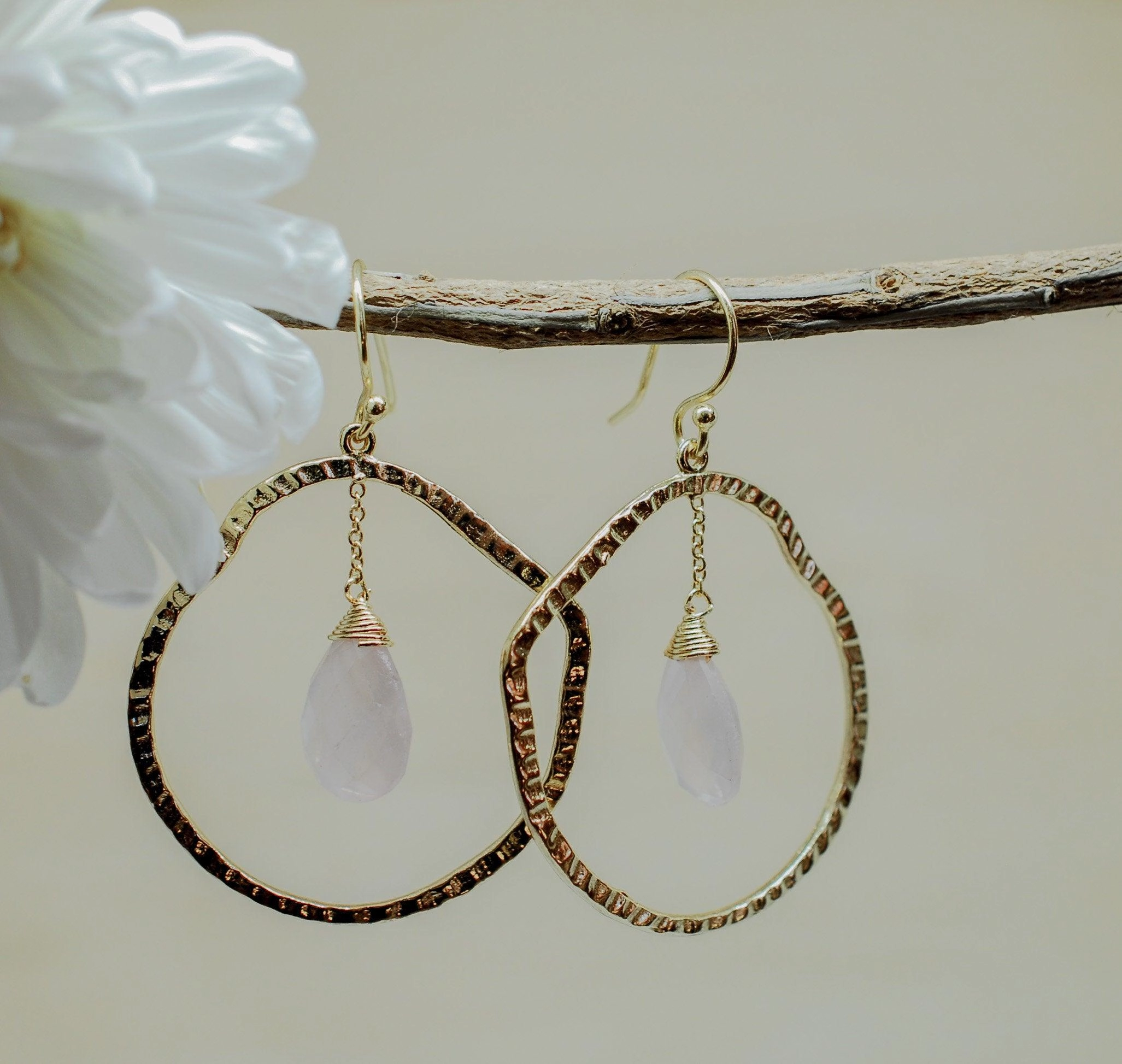 Rose Quartz Earrings ~18k Gold Plated ~ ME