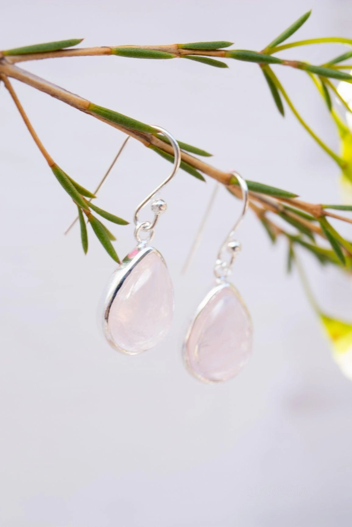 Rose Quartz Earrings ~ Sterling Silver 925  ~ ME138