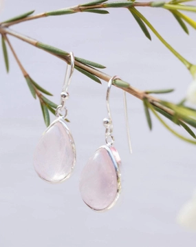 Rose Quartz Earrings ~ Sterling Silver 925  ~ ME138